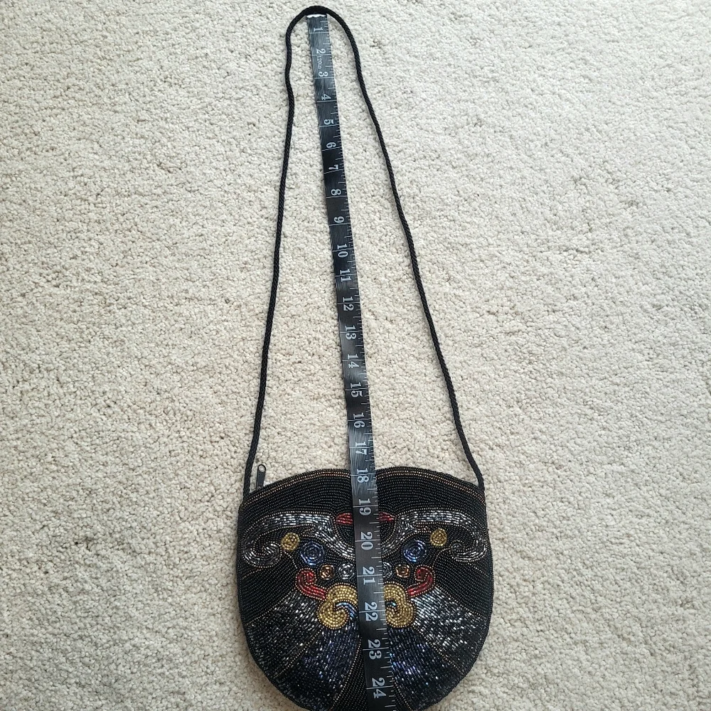 VINTAGE Flapper Bohemian Beaded Purse Black Gold Red Blue Evening Clutch